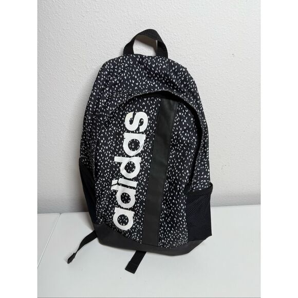 Rare Adidas Linear Graphic Backpack Black White Padded Straps - Picture 5 of 15